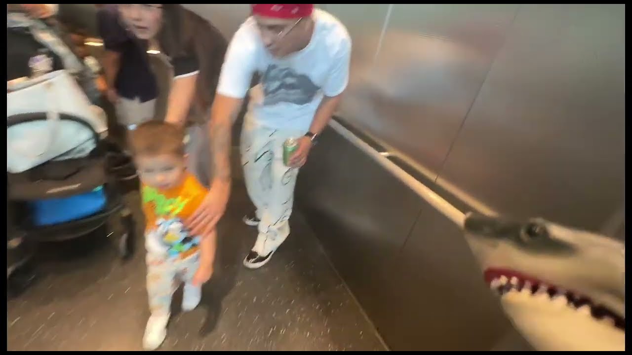 Shark puppet goes on a elevator (Part 4)