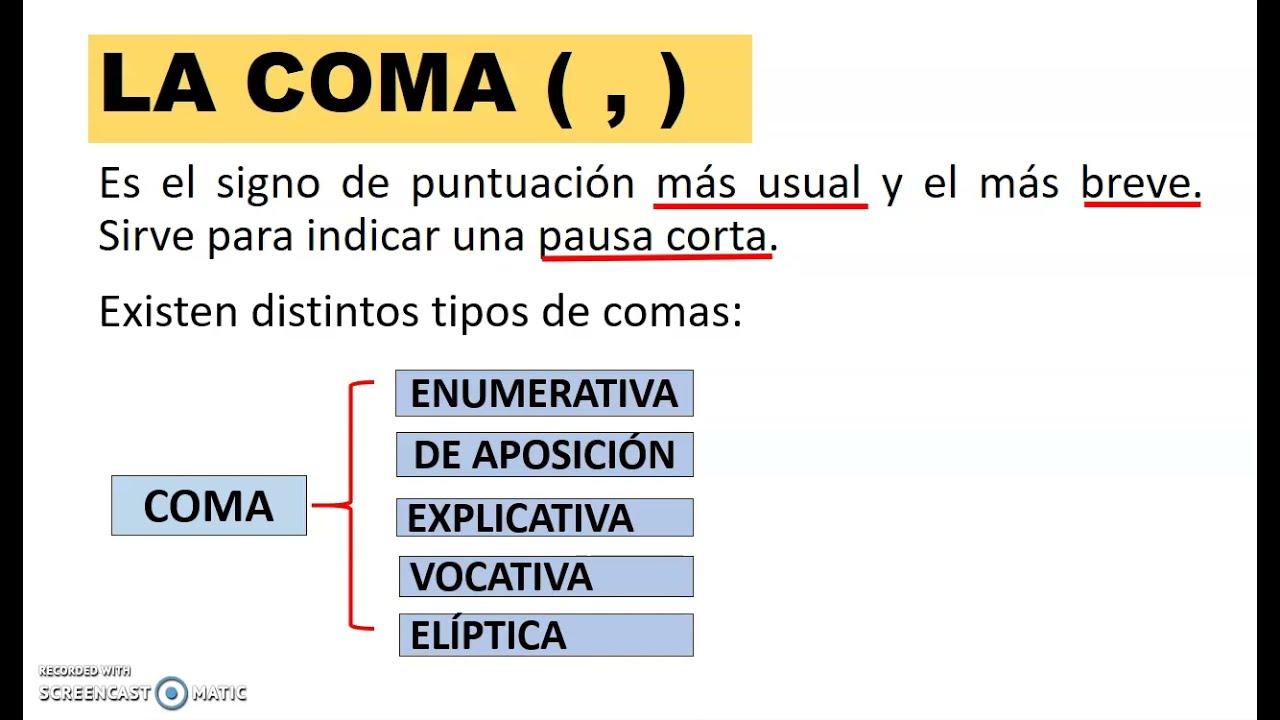LA COMA Y SUS CLASES