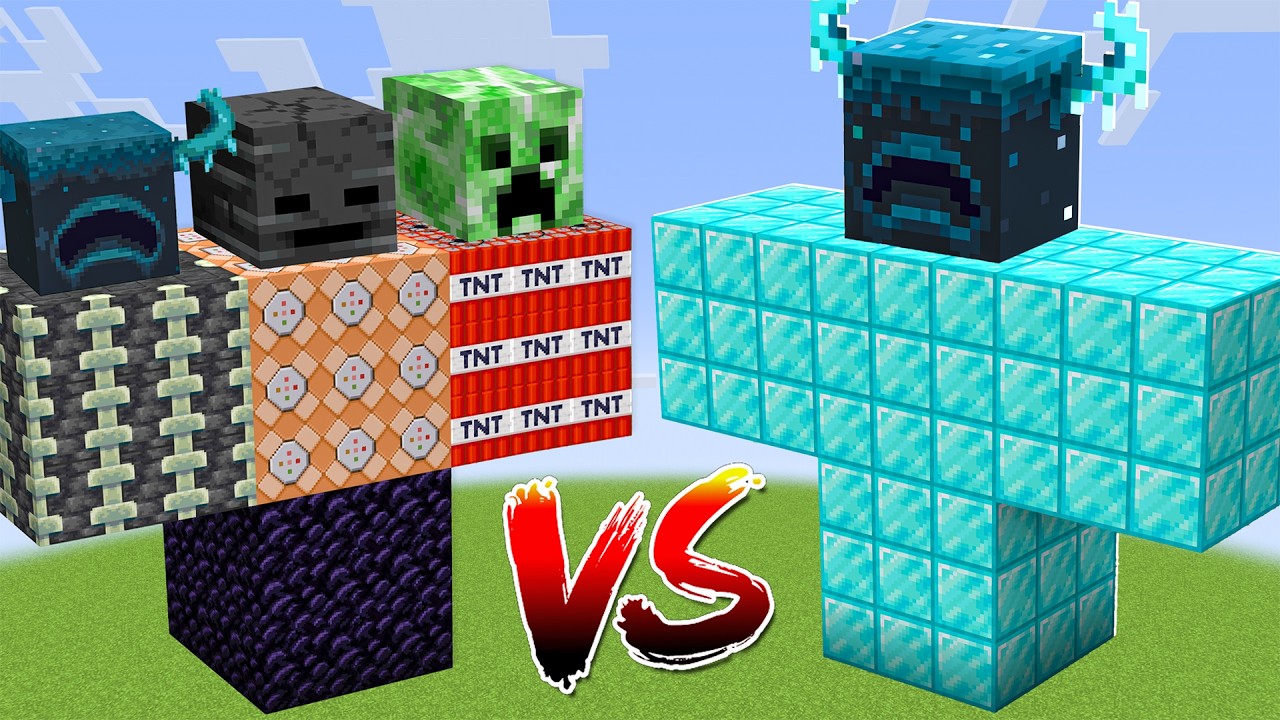 Diamond Warden vs All Minecraft Bosses - Minecraft Mob Battle