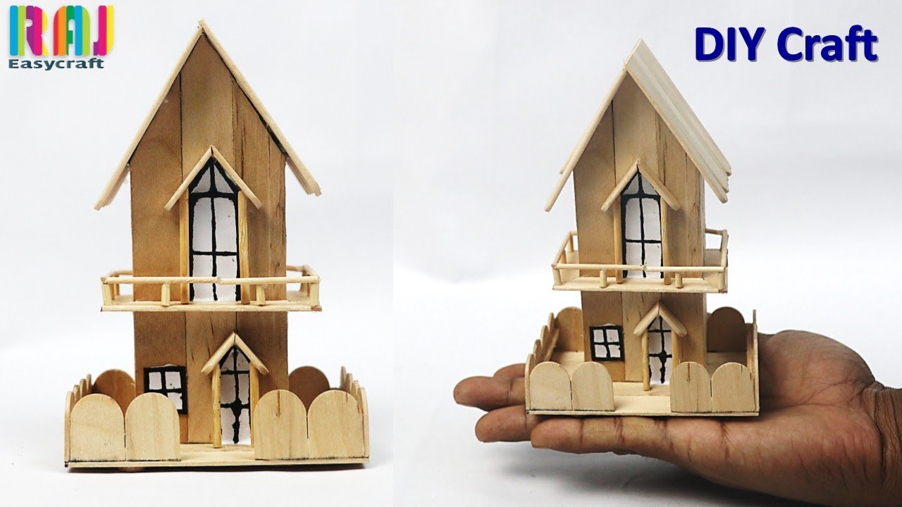 How to make miniature house || Popsicle stick House || Ice cream stick art and craft