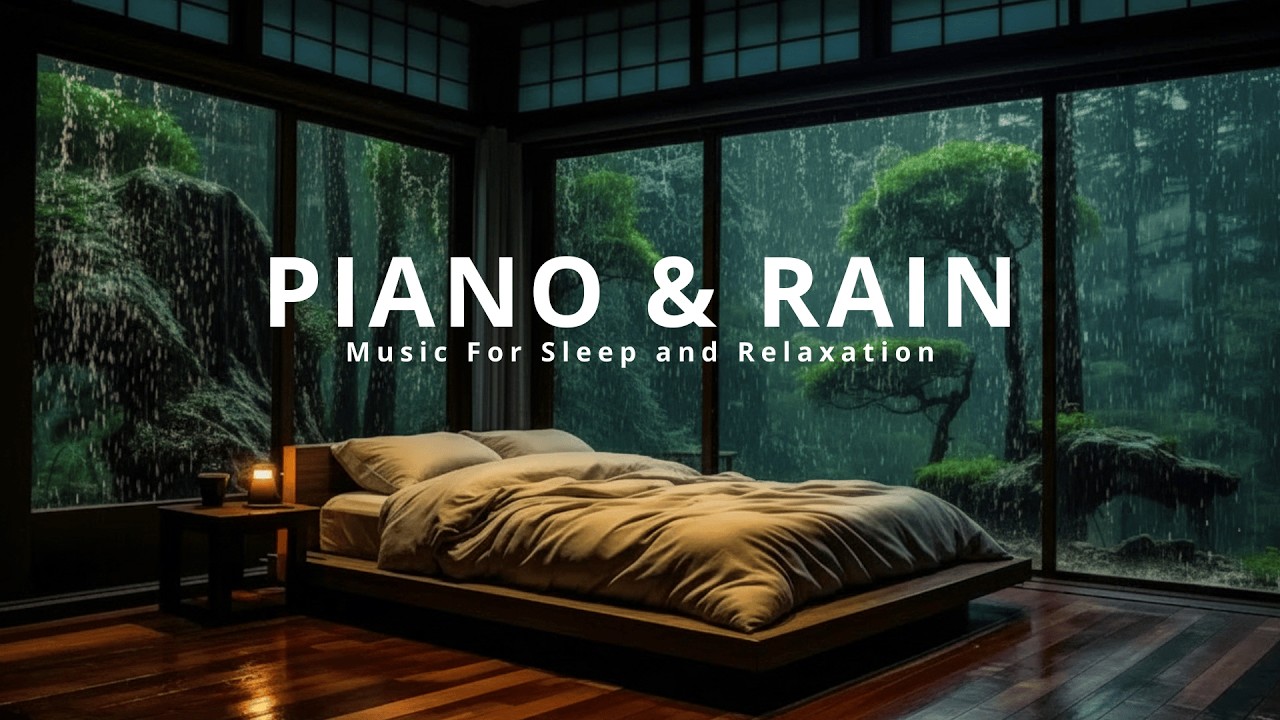 Deep Sleep Piano Music 🌙 Soft Rain Sounds in a Cozy Bedroom | Sleep Fast & Stay Asleep