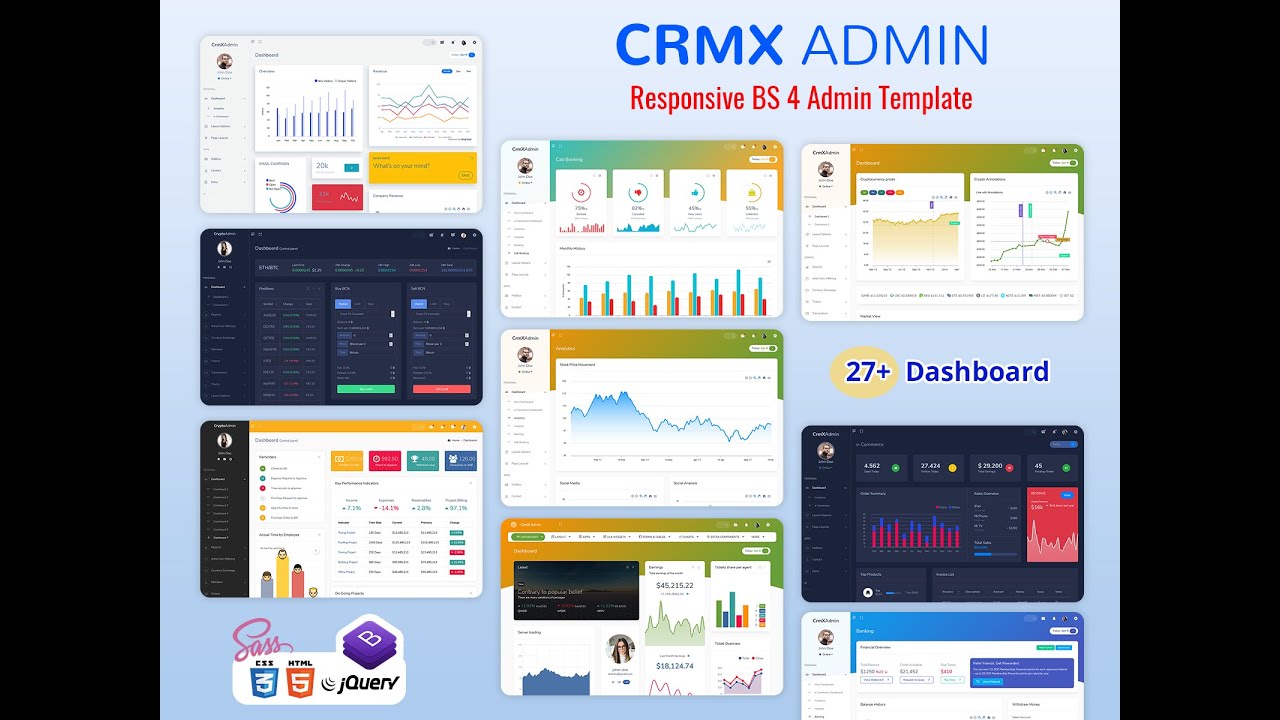 Bootstrap 5 Admin Template fully Responsive With Sass &ndash; CrmX