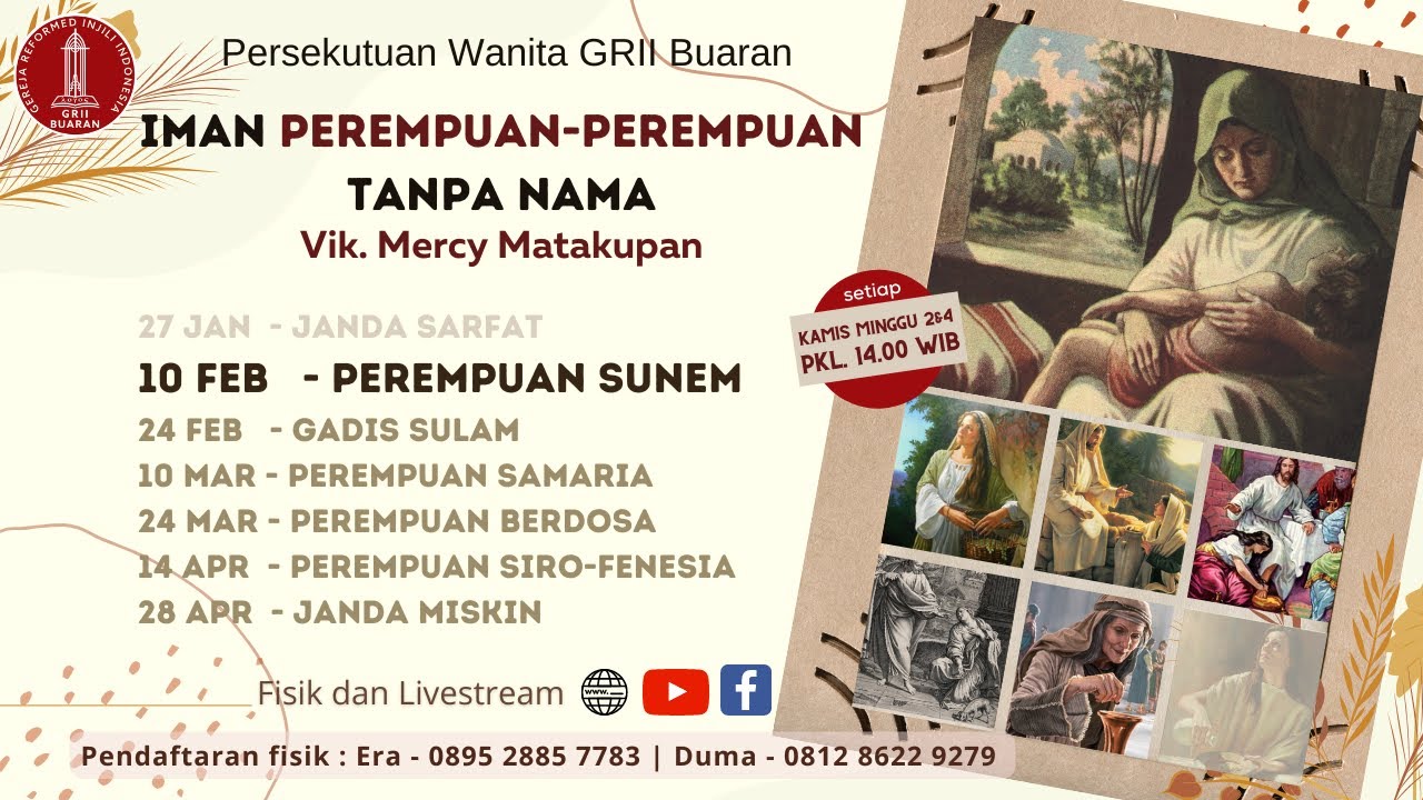 Persekutuan Wanita GRII Buaran | Seri Iman Perempuan-Perempuan Tanpa Nama-2 | Perempuan Sunem