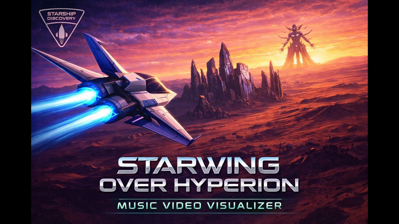 Starwing Over Hyperion 🛰️✨ | Ретро-футуристический визуализатор музыкальных видеоклипов