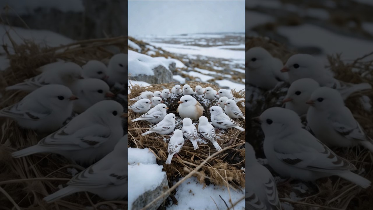 A Mother&rsquo;s Warmth in the Cold: Snow Bunting Nest in the North #snowbunting #birds #babybird #bird