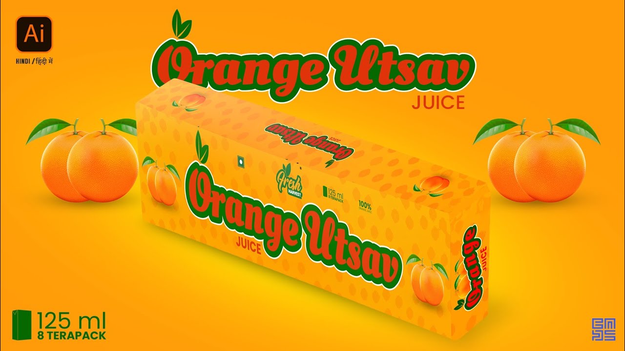 Tera Pack Juice Set Box Packaging Design in Adobe illustrator HINDI / हिंदी में 