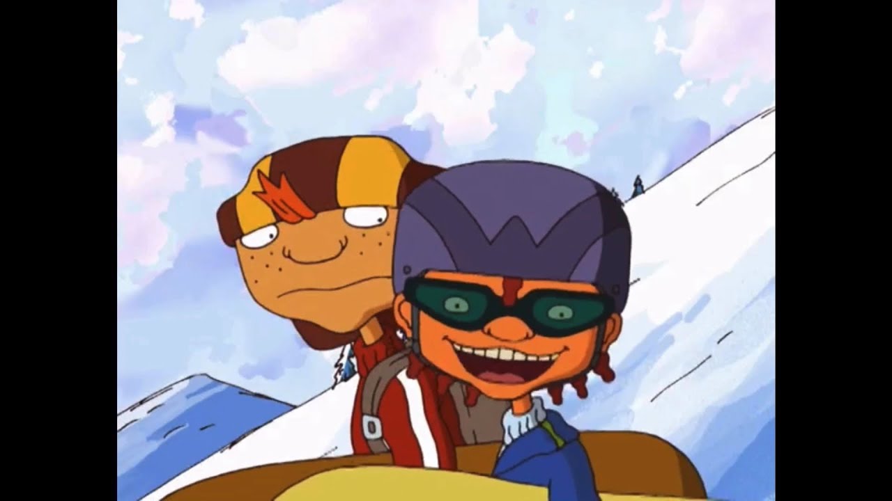 Rocket Power Maurice and Otto Try Snowboarding Over the River at Snowy Mountain Change Speed 0.90