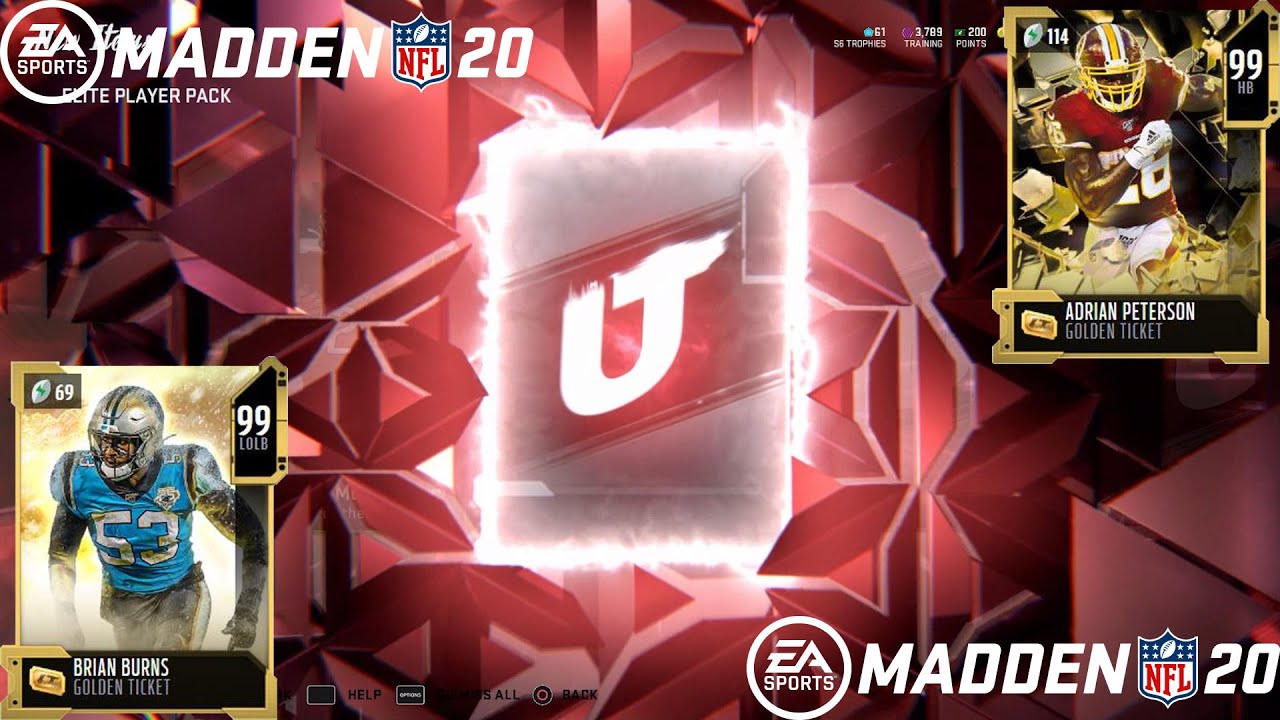 SERIES REDUX AND UL PULL!! NEW GOLDEN TICKET ADRIAN PETERSON, BURNS BURNS & SANU!!! Madden NFL 20!!!