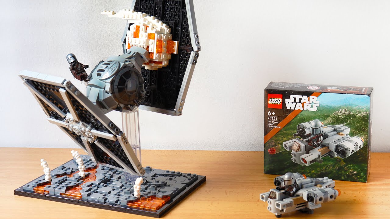 LEGO Razor Crest Microfighter and Mandalorian vs TIE Fighter MOC