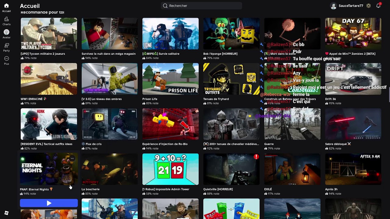 Live fr Roblox venez jouer et discuter