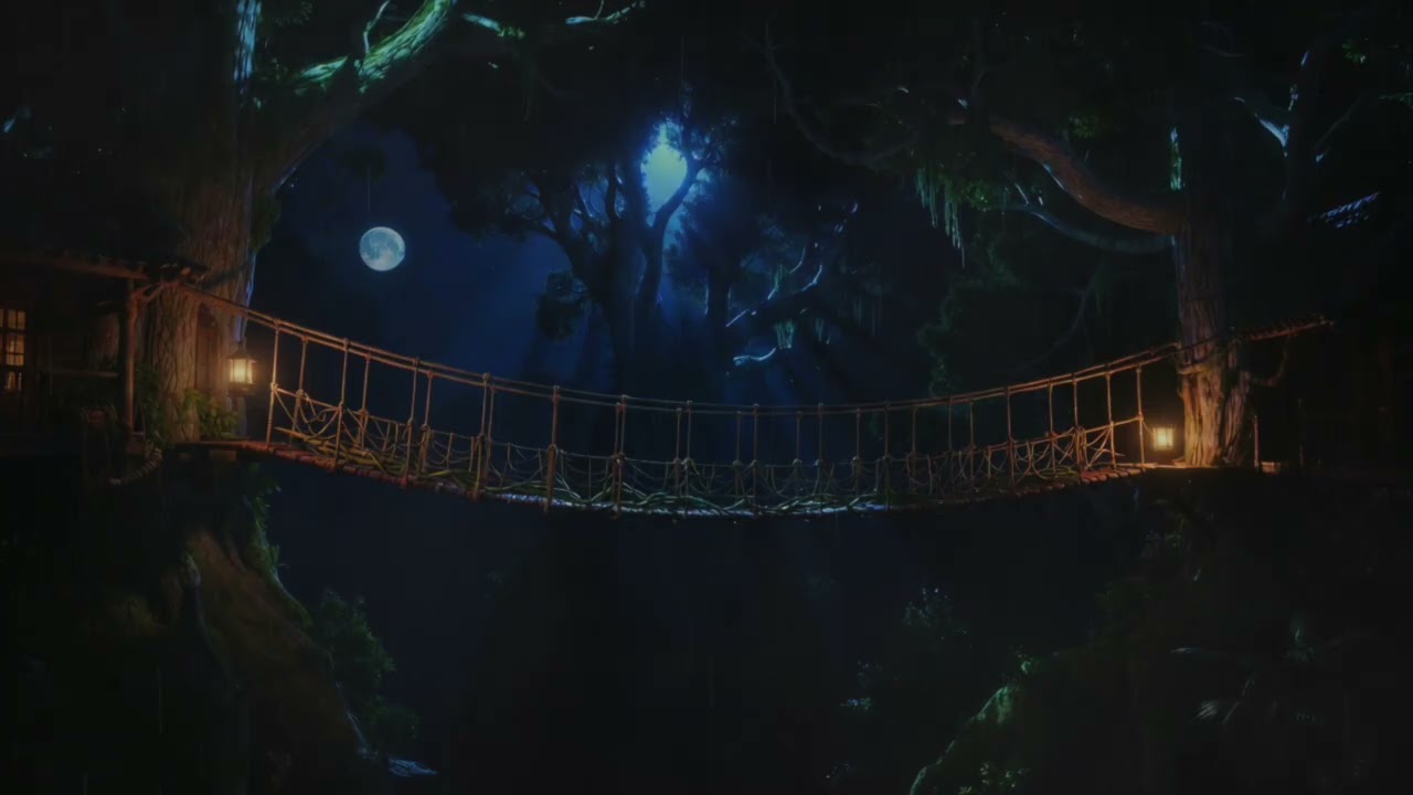 You Need Deep Sleep Tonight ✦ Rain Ambience with Ambient Music on a Forest Bridge