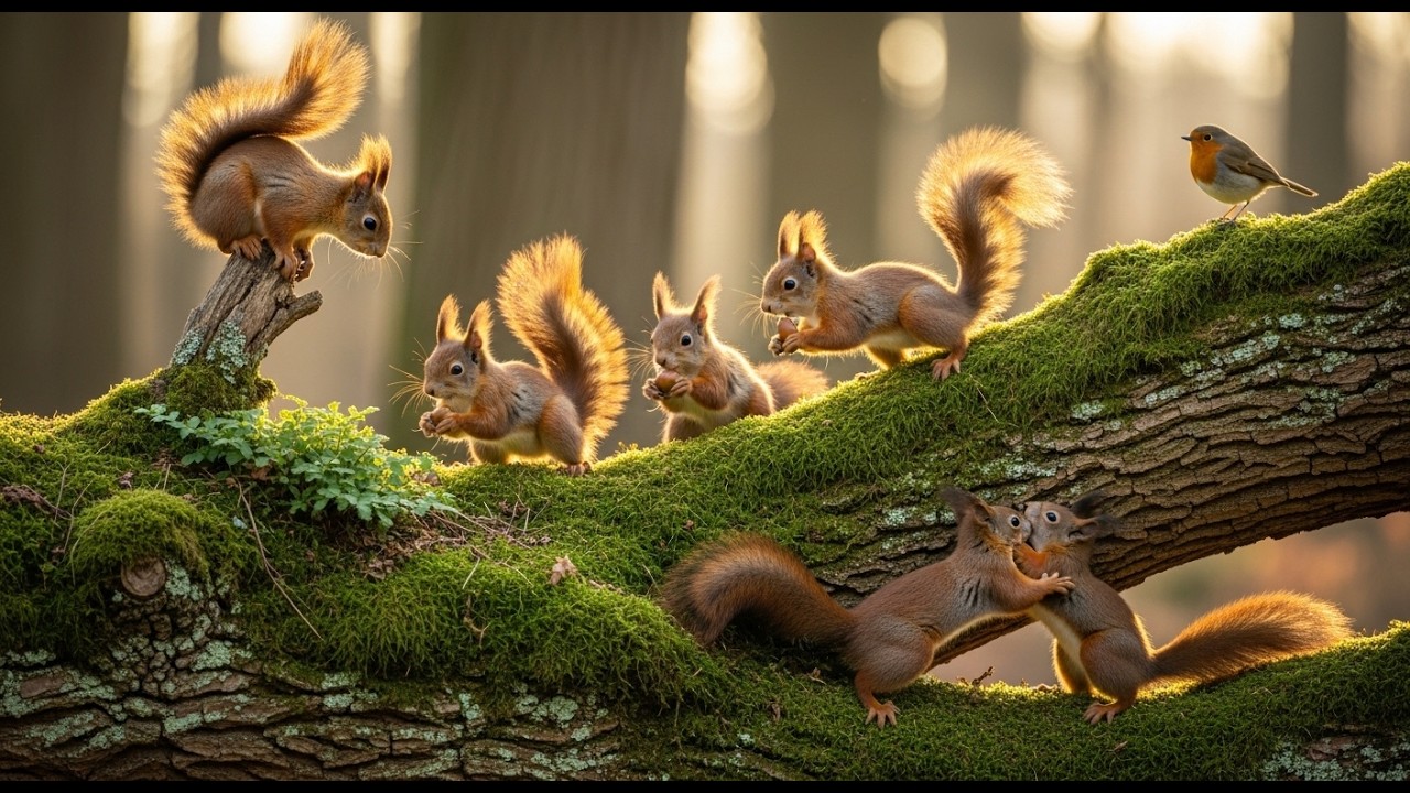 Cat TV 😺 Lovely Birds and Squirrels in the Forest 🐦 4K Cat Games