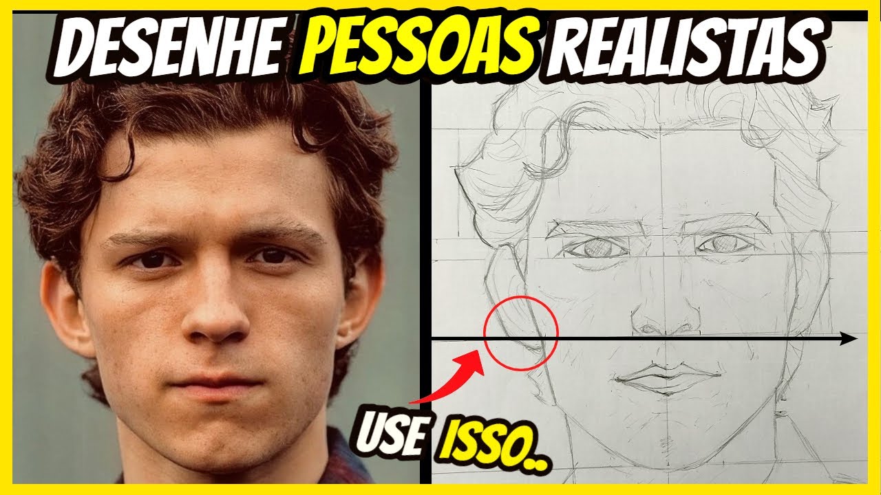 Como DESENHAR ROSTO REALISTA  com Linhas Guias ( PASSO A PASSO)