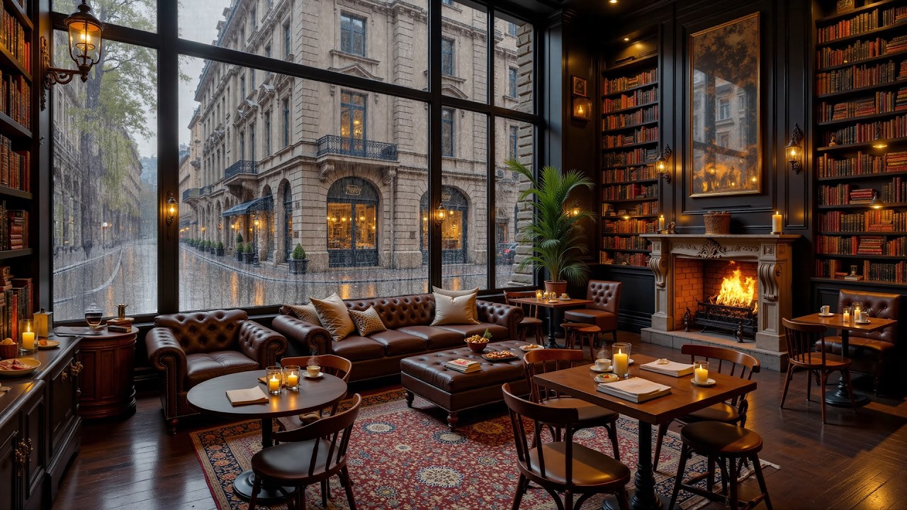 Rain Drifts Past Tall Windows as the Room Grows Quiet | Slow Jazz for Late Hours and Soft Reflection