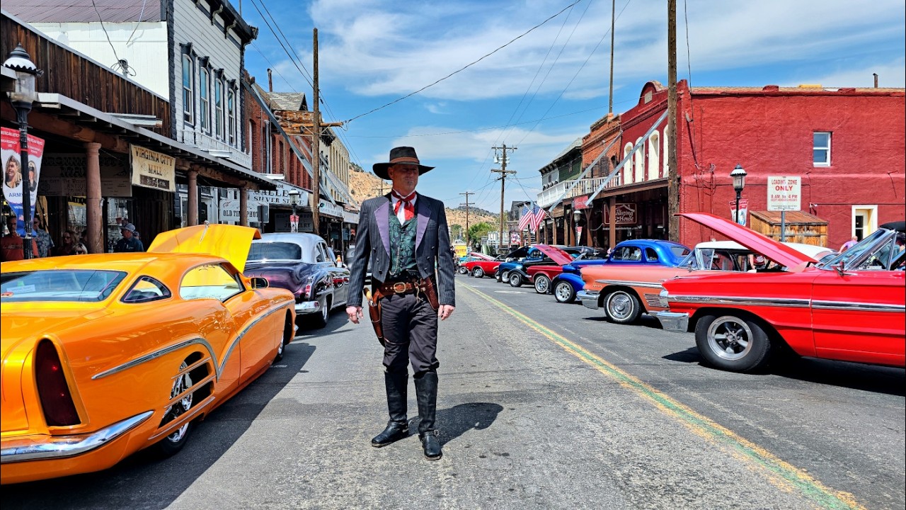 Classic cars [a Bonanza!] Virginia City Nevada wild west Hot August Nights 2024 classic car show  4K