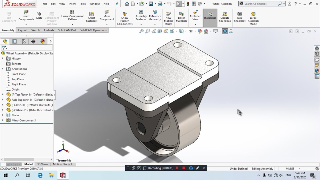 SolidWorks 2019 #ภาษาไทย - Wheel Assembly