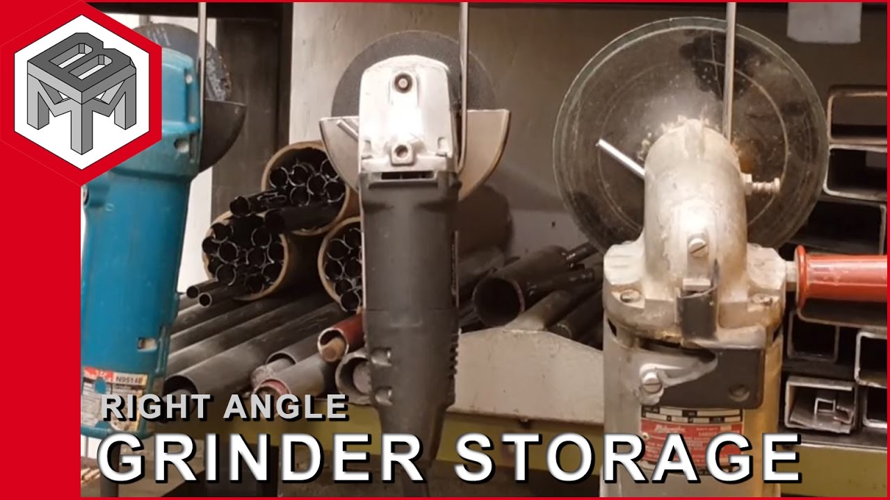 Quick and easy right angle grinder storage