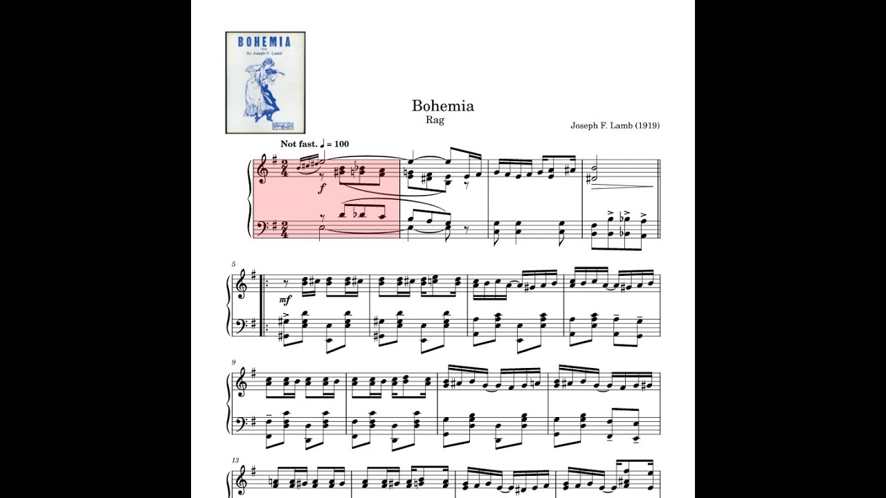 Bohemia Rag by Joseph Lamb 1919 Piano Sheet MUSIC Tutorial | Джазз Джозеф Лэмб ноты пианино