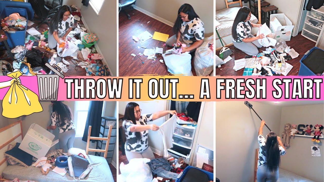 *2023* THROW IT OUT! A FRESH START EXTREME CLEANING MOTIVATION // DECLUTTER KIDS ROOM + NEW DESK