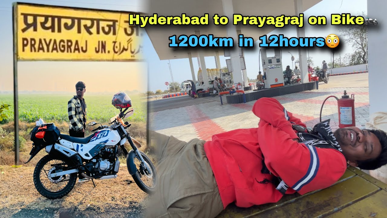 Hyderabad to Prayagraj on Bike🏍️ | 1200km in 12Hours😳 | MAHAKUMBH 2025 | Amrit Snan