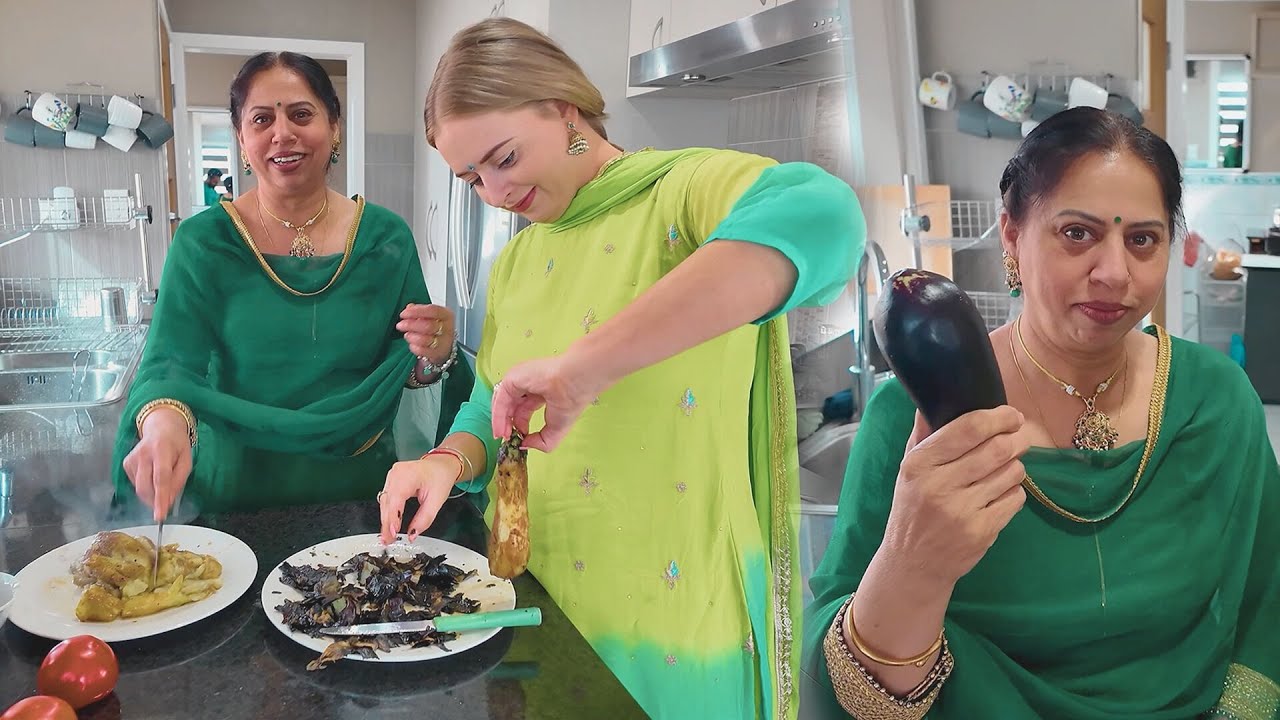 COOKING WITH MY INDIAN MOTHER IN LAW | Baingan Sabji Recipe *Eggplant*