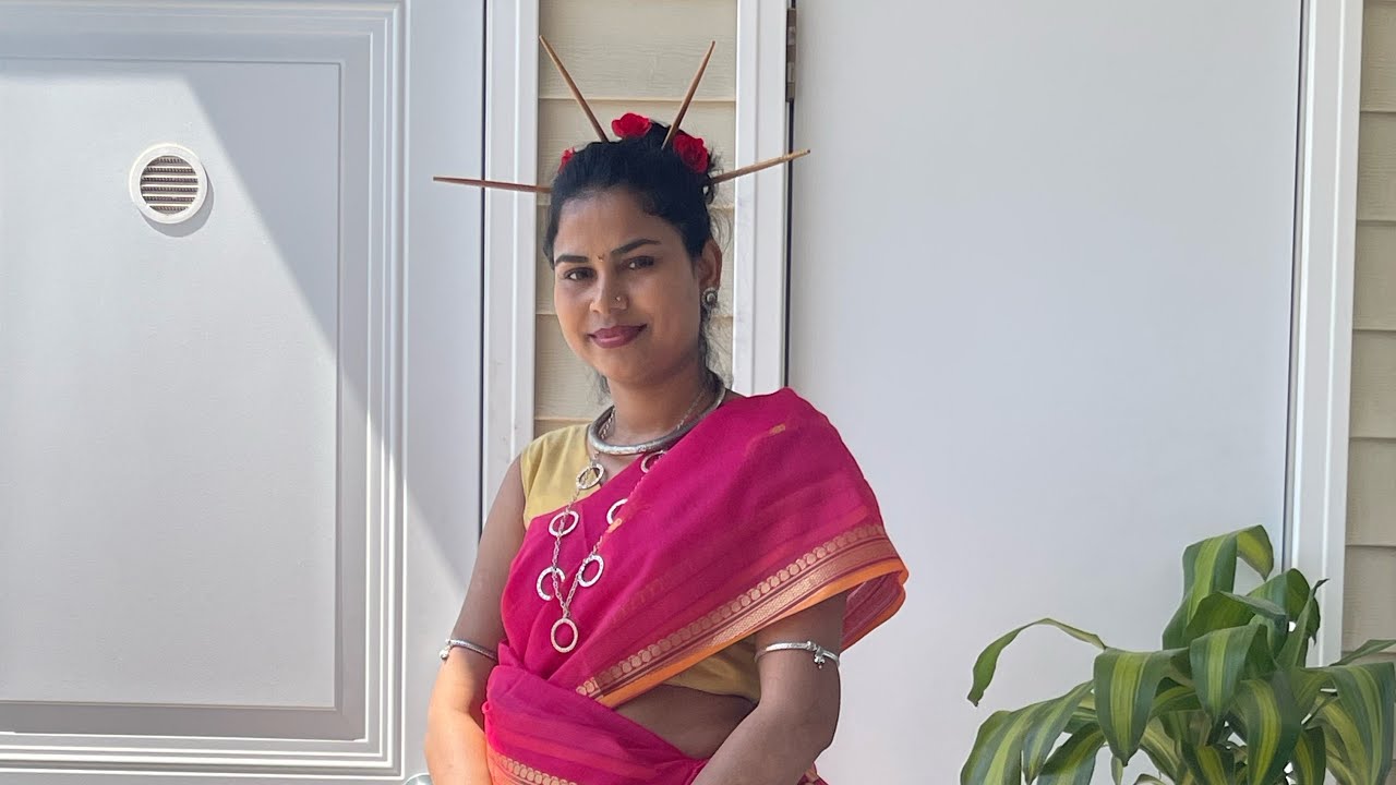 Tribal saree कशी नेसायची tutorial॥ माझा आदिवासी नृत्य ॥ माझा गोंडी पेहराव ॥how to wear gondi saree