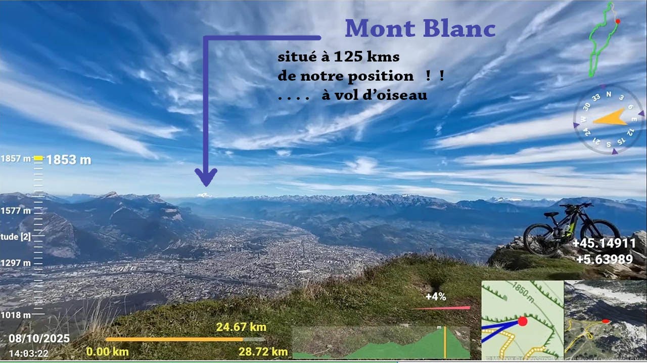 VTT  - Une vue sur le Mont Blanc depuis le sommet du Moucherotte