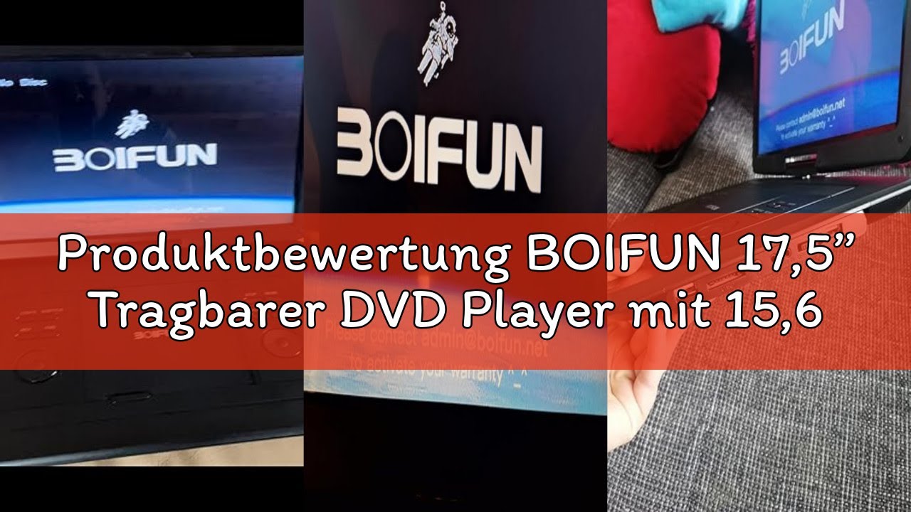 Produktbewertung BOIFUN 17,5’’ Tragbarer DVD Player mit 15,6’’ HD Display, 6 Stunden Wiederaufladbar