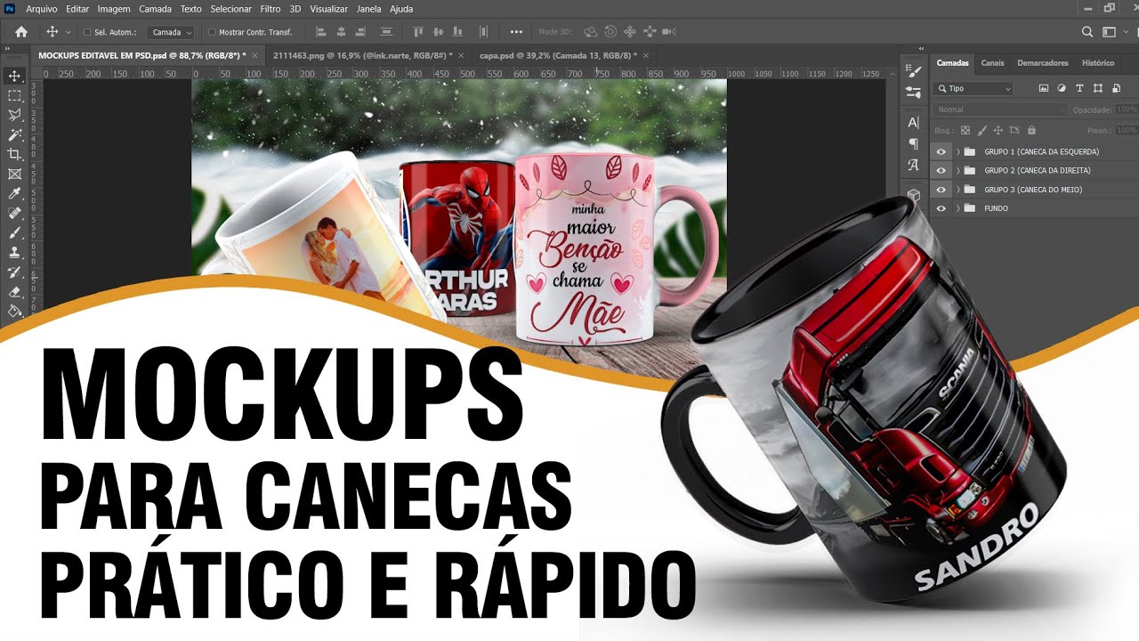 Como fazer mockups para canecas no photoshop