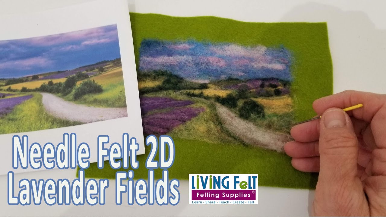 Needle Felt Landscape - 2D Picture - Lavender Fields