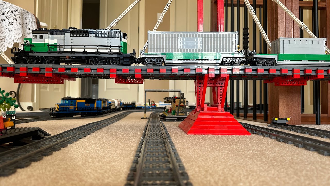 POV LEGO Train Ride Over Huge Lego Bridge