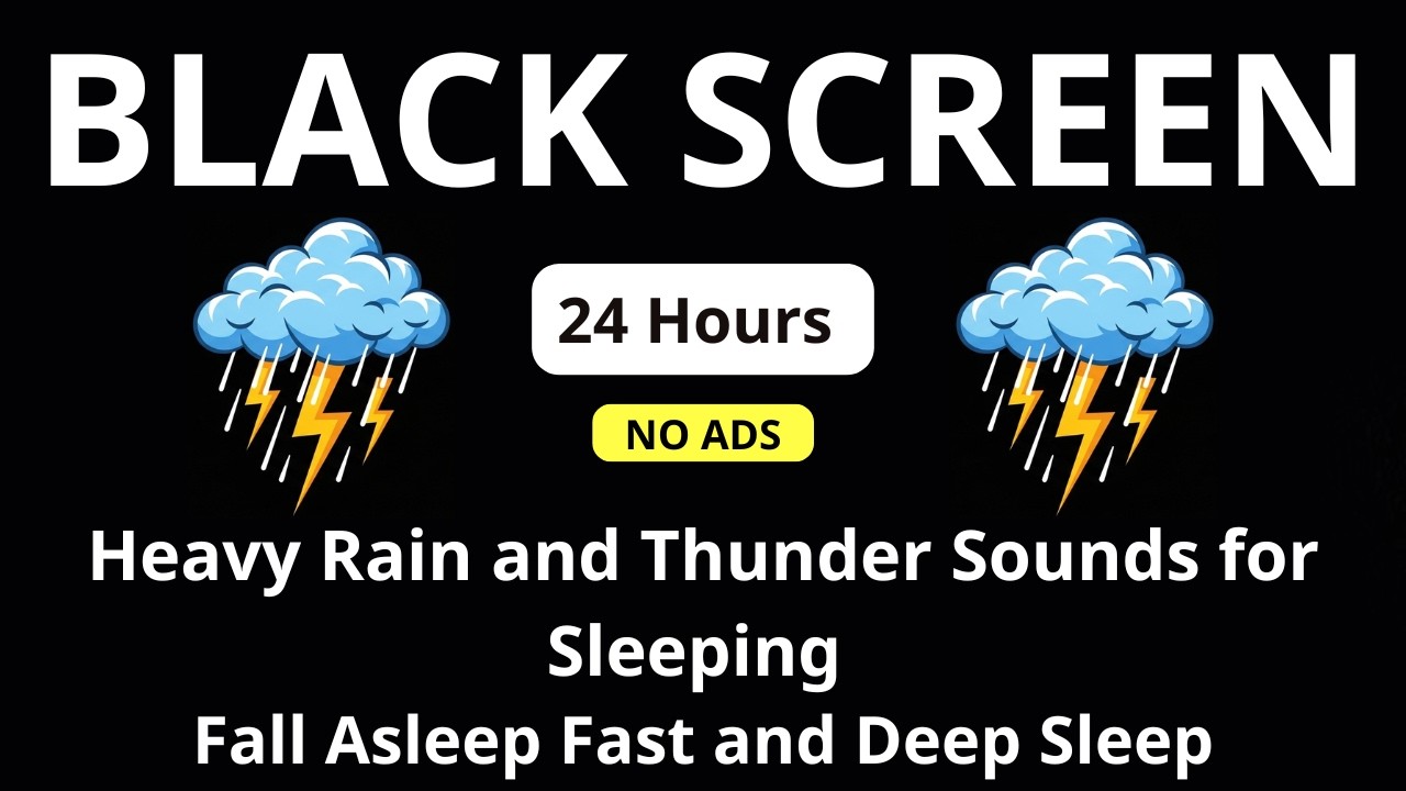 🔴 Heavy Rain and Thunder Sounds for Sleeping – Black Screen | Fall Asleep Fast and Deep Sleep