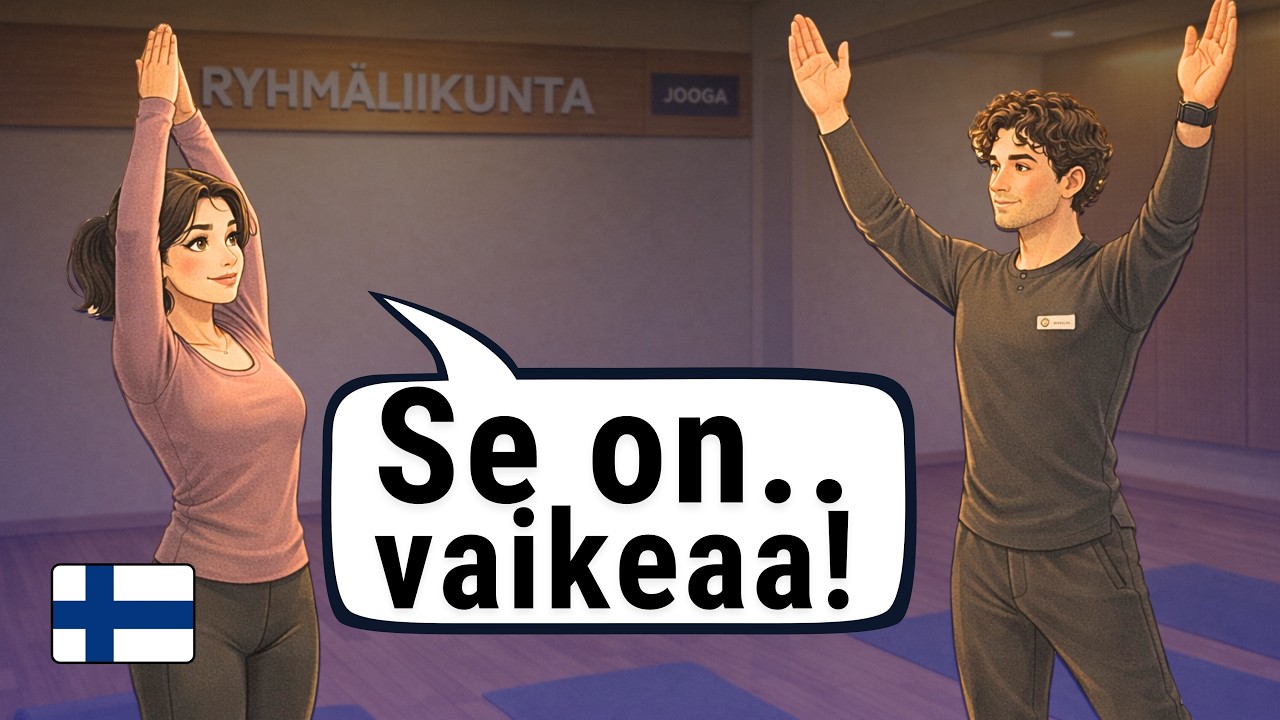Learn Finnish at the Gym &ndash; Easy Finnish Conversation & Listening Practice for Beginners (subtitles)