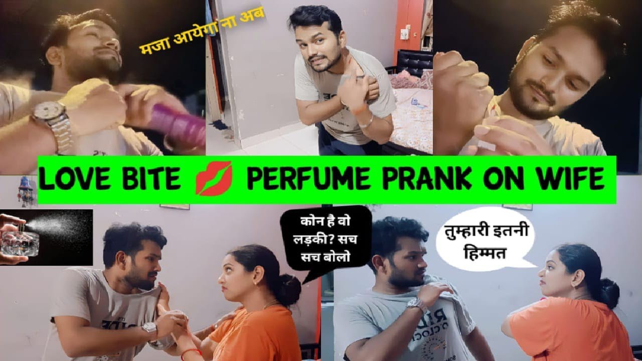 Love Bite 💋 & Perfume Prank On Wife 🤣 Gone Extreme 😭 She Slapped Me 😱  #Prank Video || Komaldev