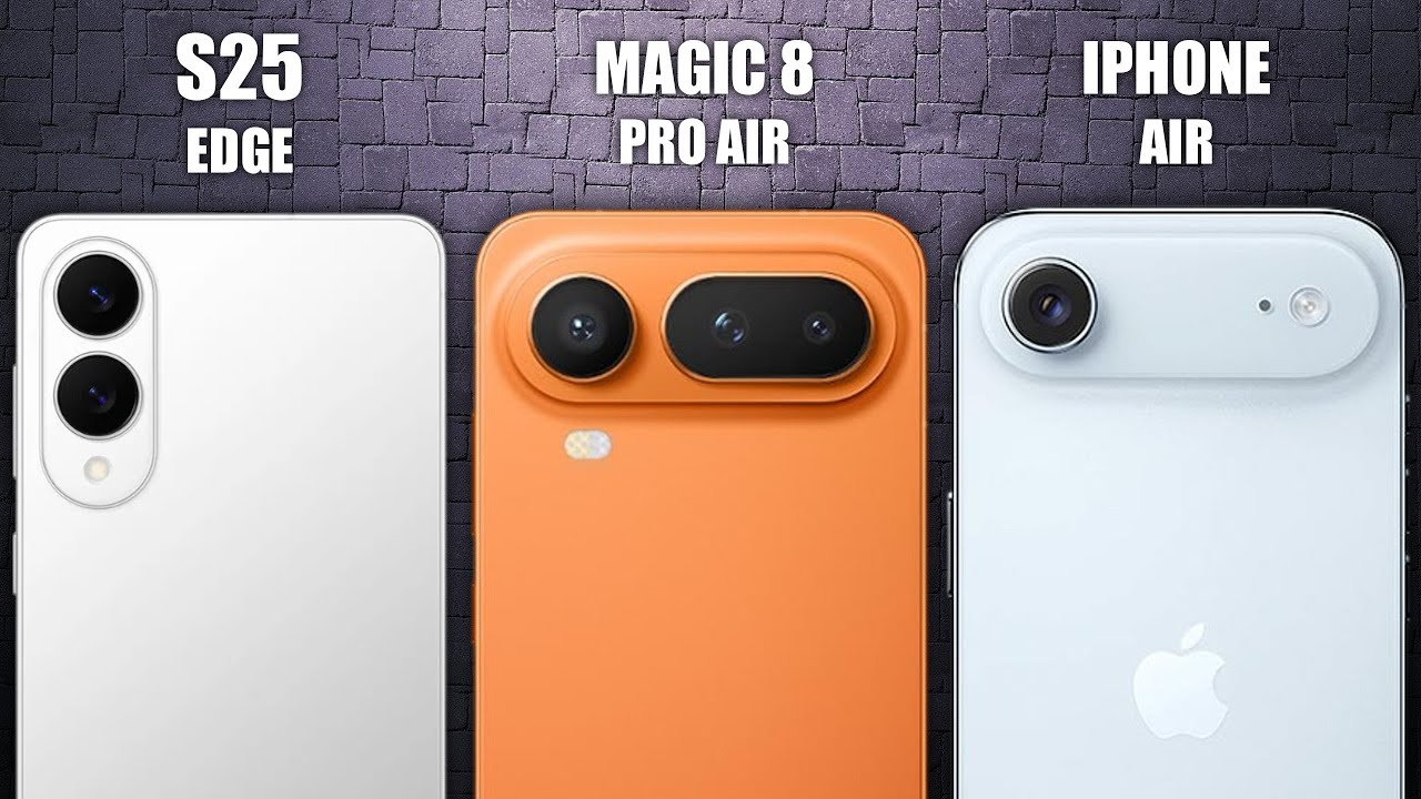Сравнение характеристик Honor Magic 8 Pro Air, Galaxy S25 Edge и iPhone Air.