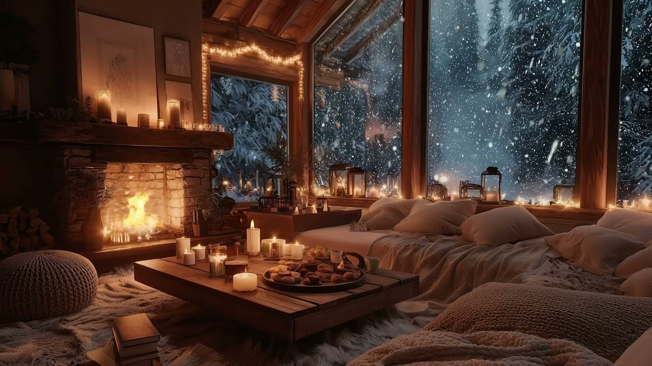 Peaceful Winter Cabin ❄️ Fireplace Glow & Snowy View to Unwind