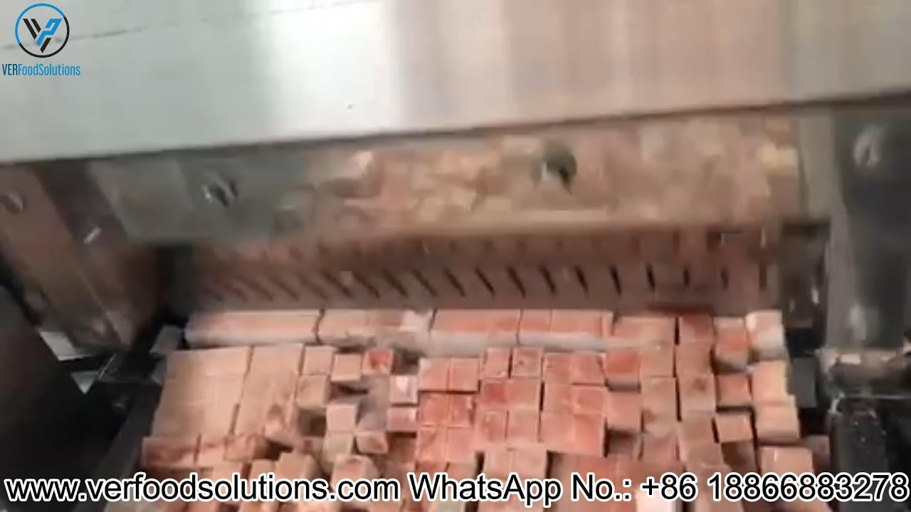 VERFOODSOLUTIONS  -18℃ Push Type Frozen Pork Meat Cutting Dicing Machine Test for the USA Customer