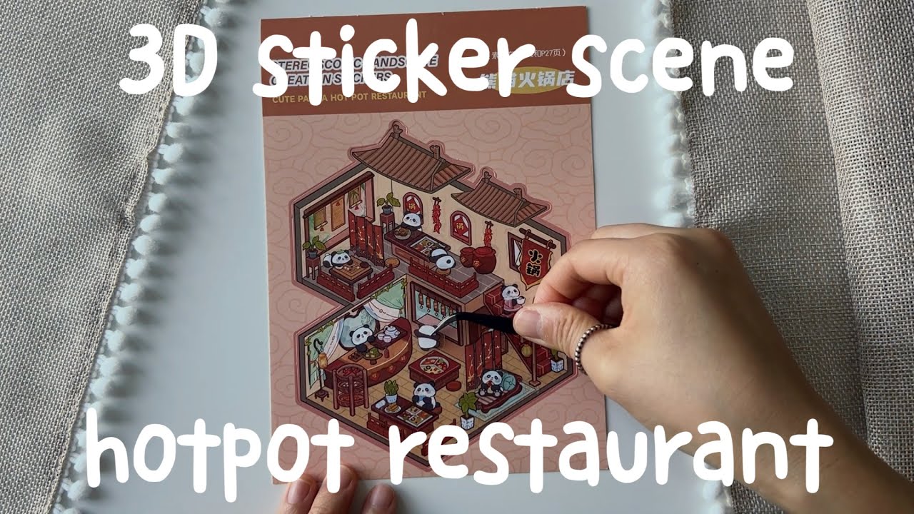 🐼🍲 kawaii world - panda hotpot restaurant | 3D scene sticker diy journal | relaxing asmr