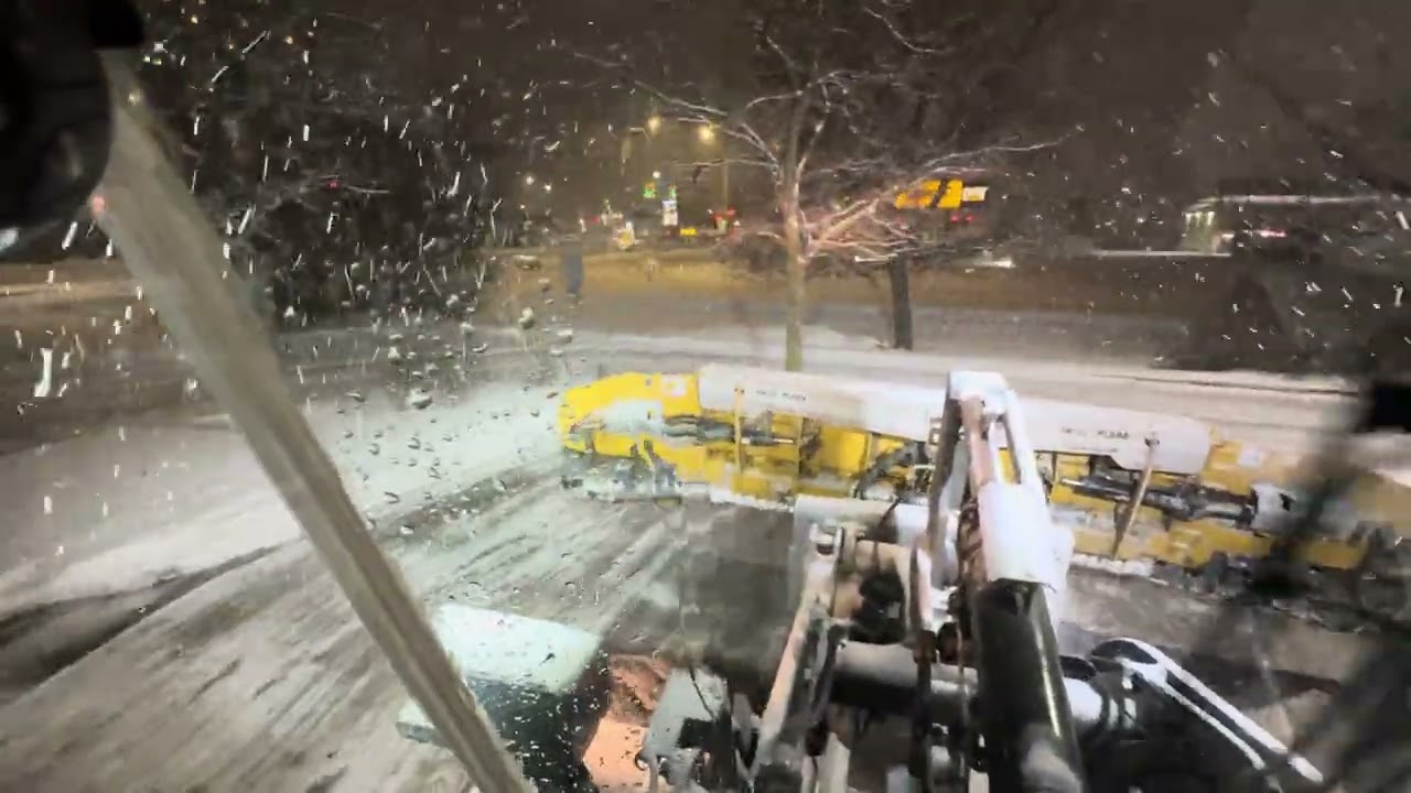 Plowing snow in a Komatsu wheel loader 
