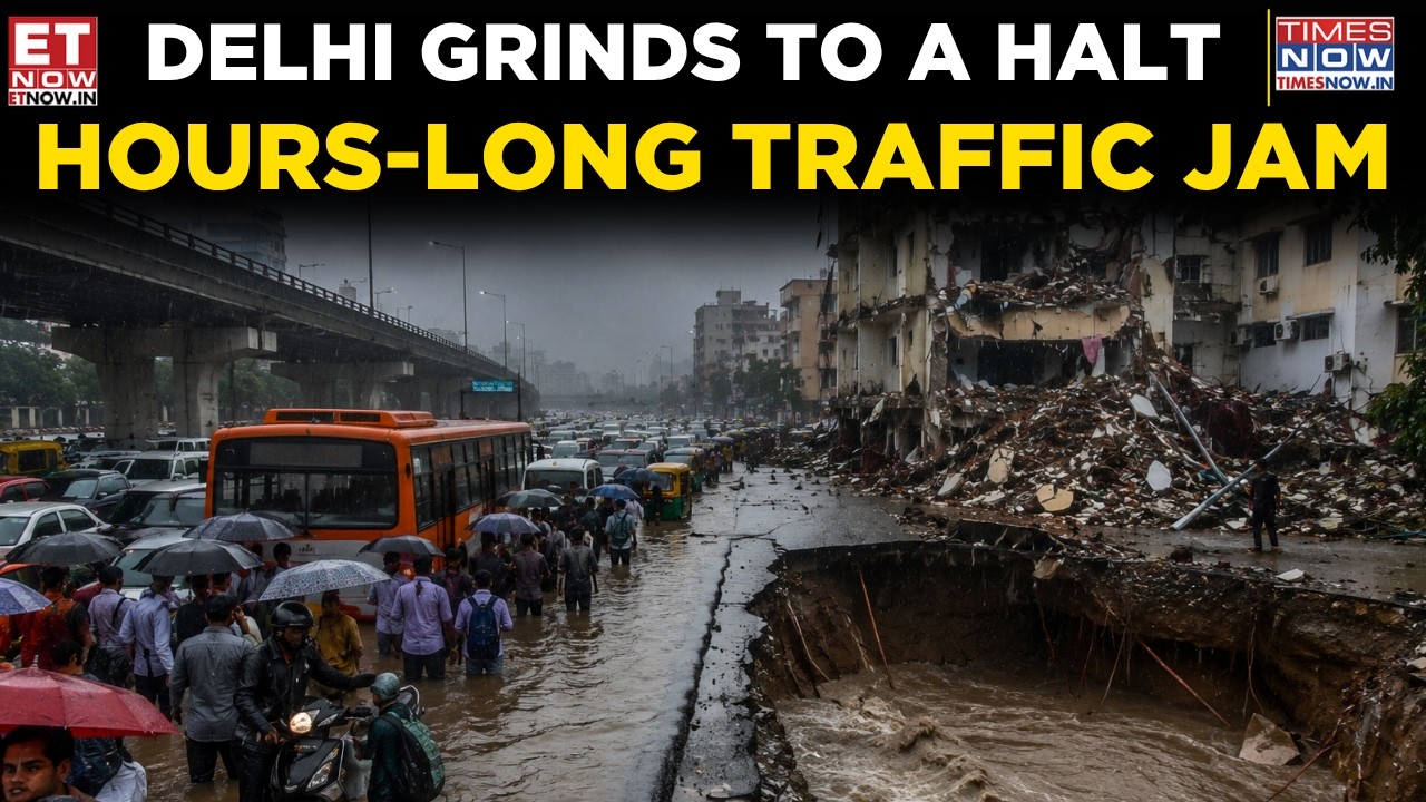 Delhi Drowns In Rain: Roads Cave In, Building Collapses | Commuters Left Stranded | Breaking News