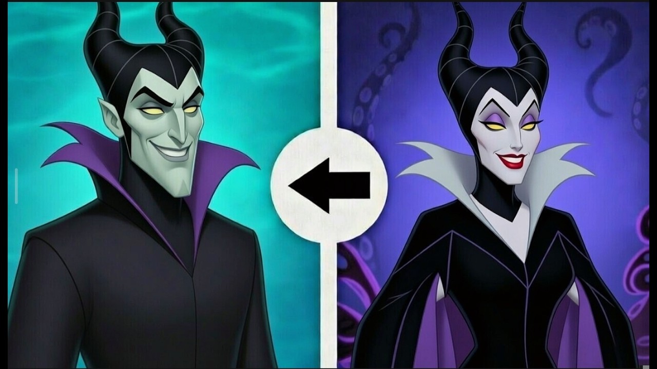 أشكال اشرار ديزني لو كانوا بنات بدل أولاد والعكس 😈 | الام جوثيل راجل شرير! وماليفسنت ولد خطير!!