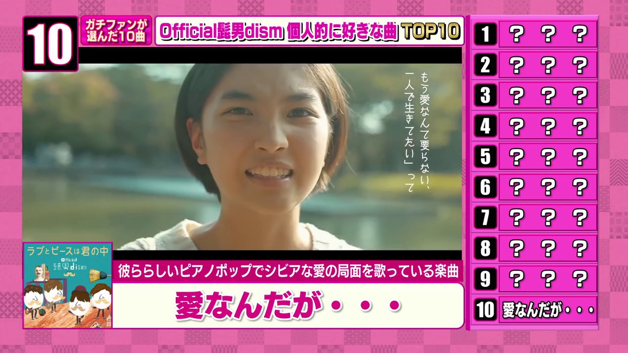 【ガチファンが選ぶ】Official髭男dism 好きな曲ランキングTOP10【自作】【メドレー】