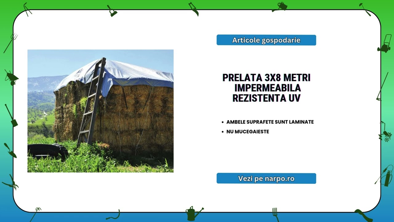 Prelata impermeabila rezistenta UV, 3x8 metri, 80 g/mp, inele de prindere, albastru, DSH, 104398