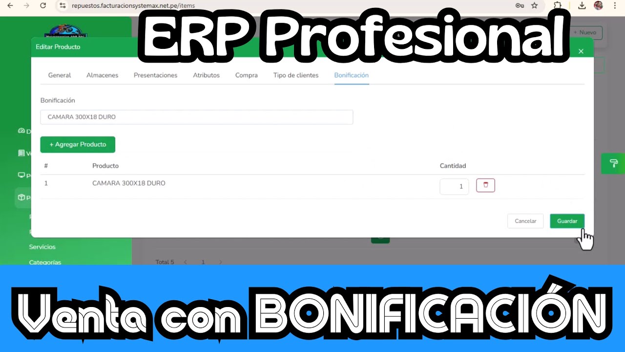 ERP SISFAC Profesional: Cómo Configurar y Vender Productos con Bonificaciones (Tutorial Completo)