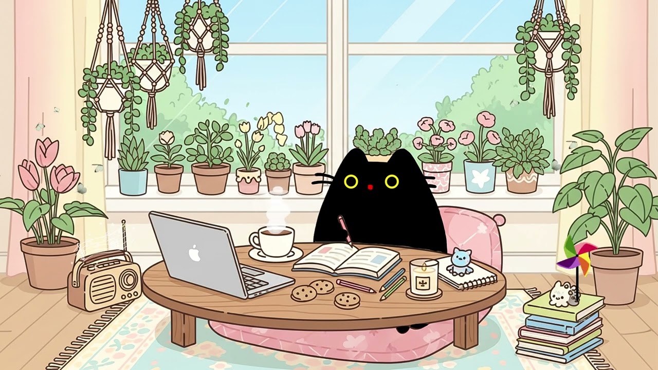 🎧 Chubby Black Cat Lofi 🐈‍⬛ Cozy Music for Study, Work & Relax