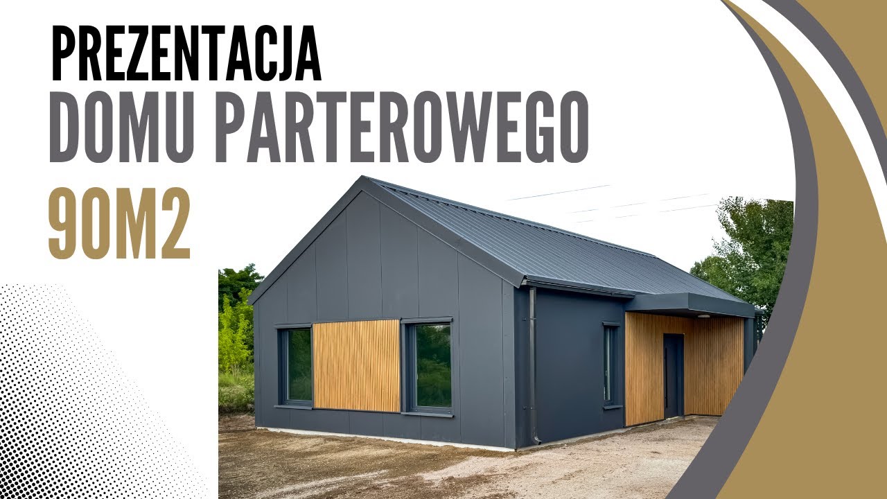 Prezentacja nowoczesnego (stalowego) domu parterowego 90m2
