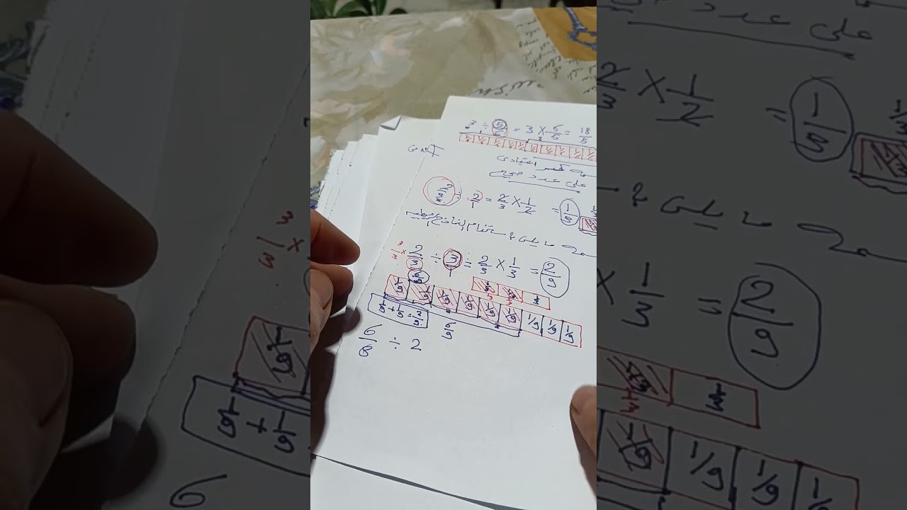  الصف السادس الابتدائي نمذجه الكسور 
