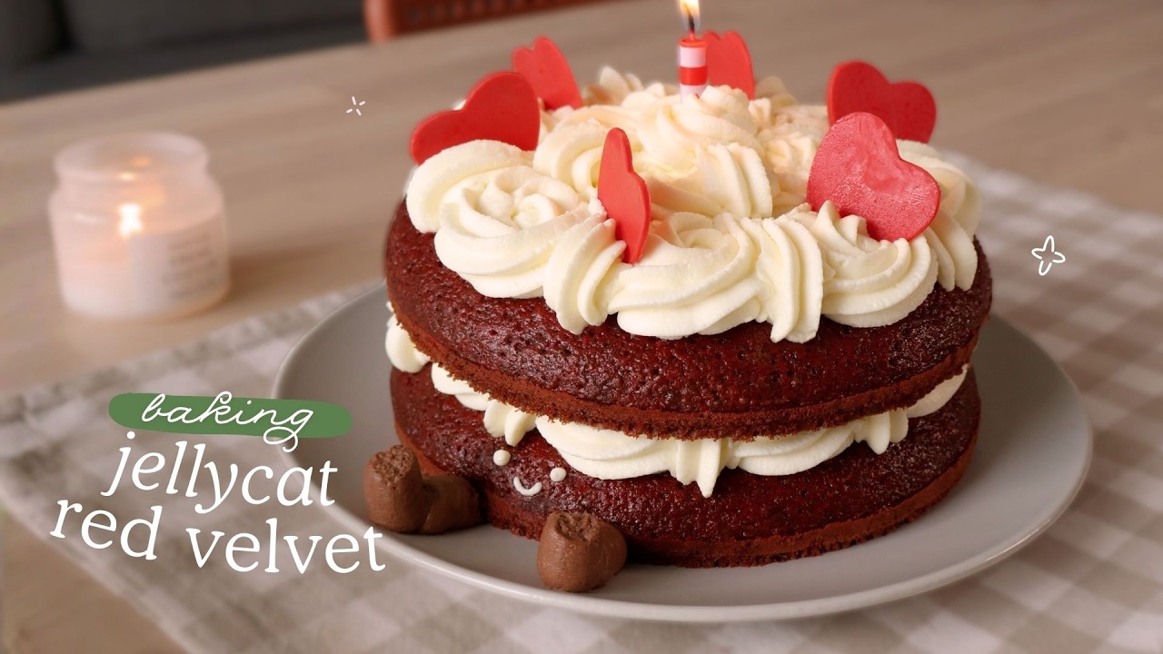bake a jellycat red velvet cake with me 🌹 amuseables cheri cake 🇬🇧🇮🇹 | gin 🌷