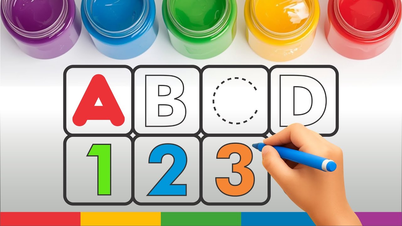 Alphabet Tracing for Toddler along with dotted line, ABC song, Kids rhymes, ABCD, A to Z, 1 to 10