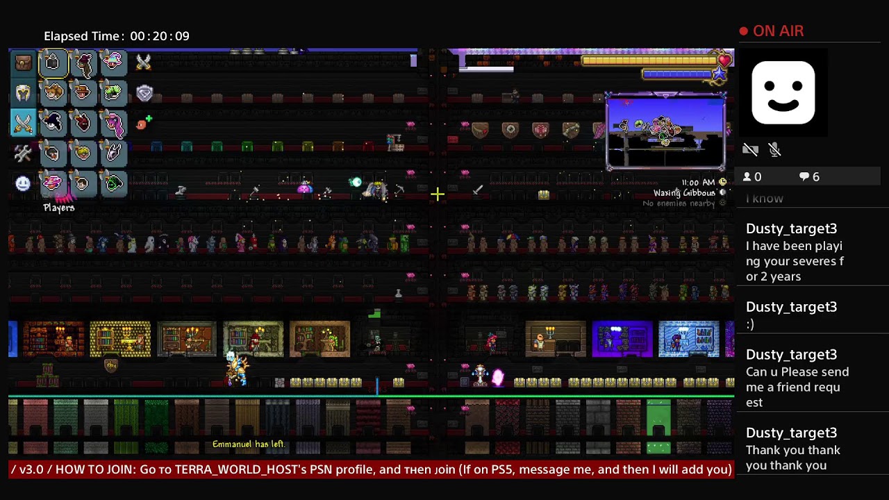 / PS4 / Terraria Ultimate All Items World / 24/7 /